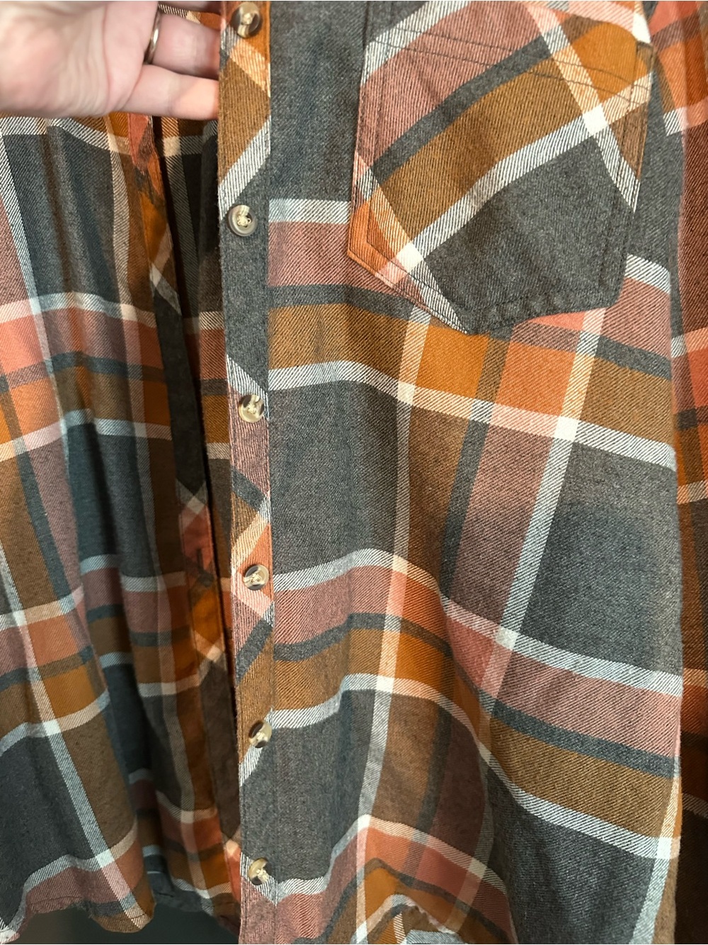 Maurices Plaid Button-Down Shirt - Orange & Gray - Picture 4 of 4